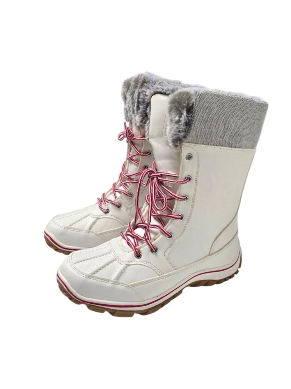 Mountain Ridge Faux Fur Lined Boots, White, Winter, Size 6
